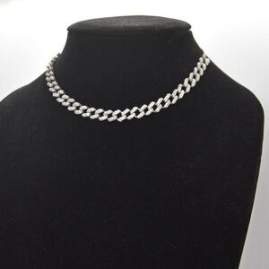 Silver Micro Pave Chain Necklace